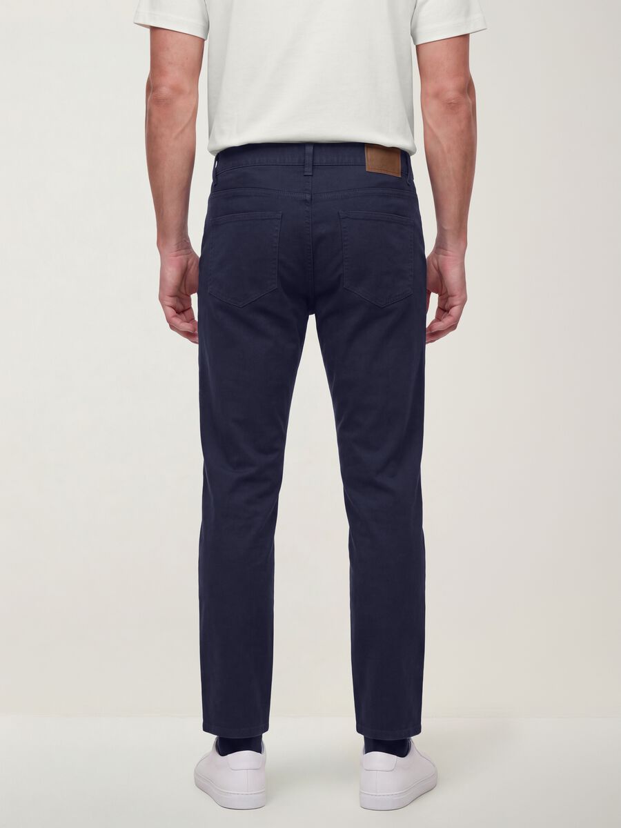 Blue pure cotton five-pocket trousers_2