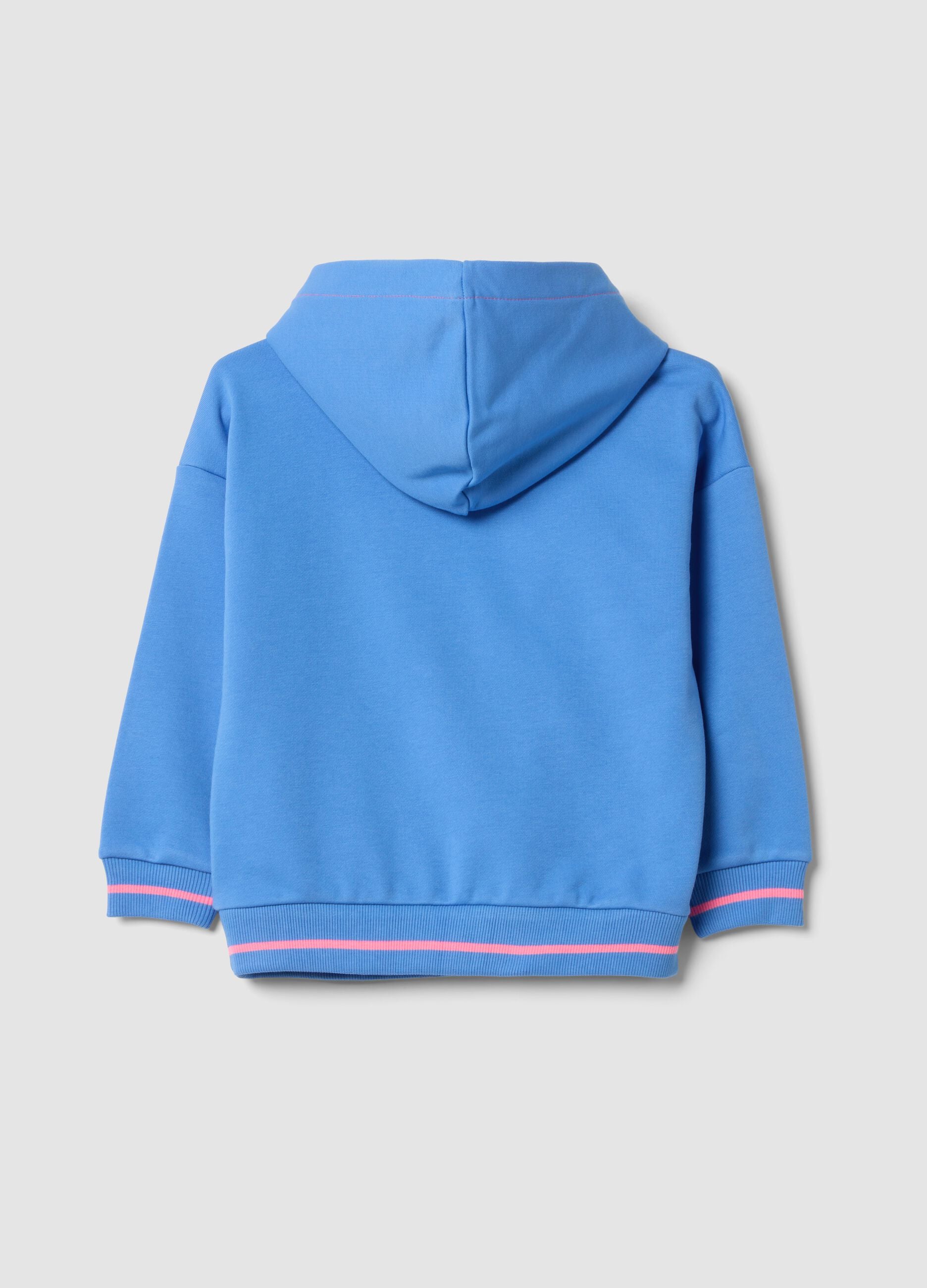 Blue cotton-blend hoodie with embroidered details, regular fit