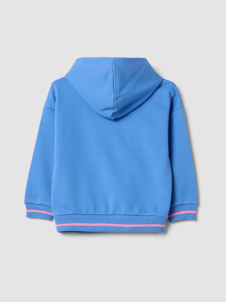 Blue cotton-blend hoodie with embroidered details, regular fit_1