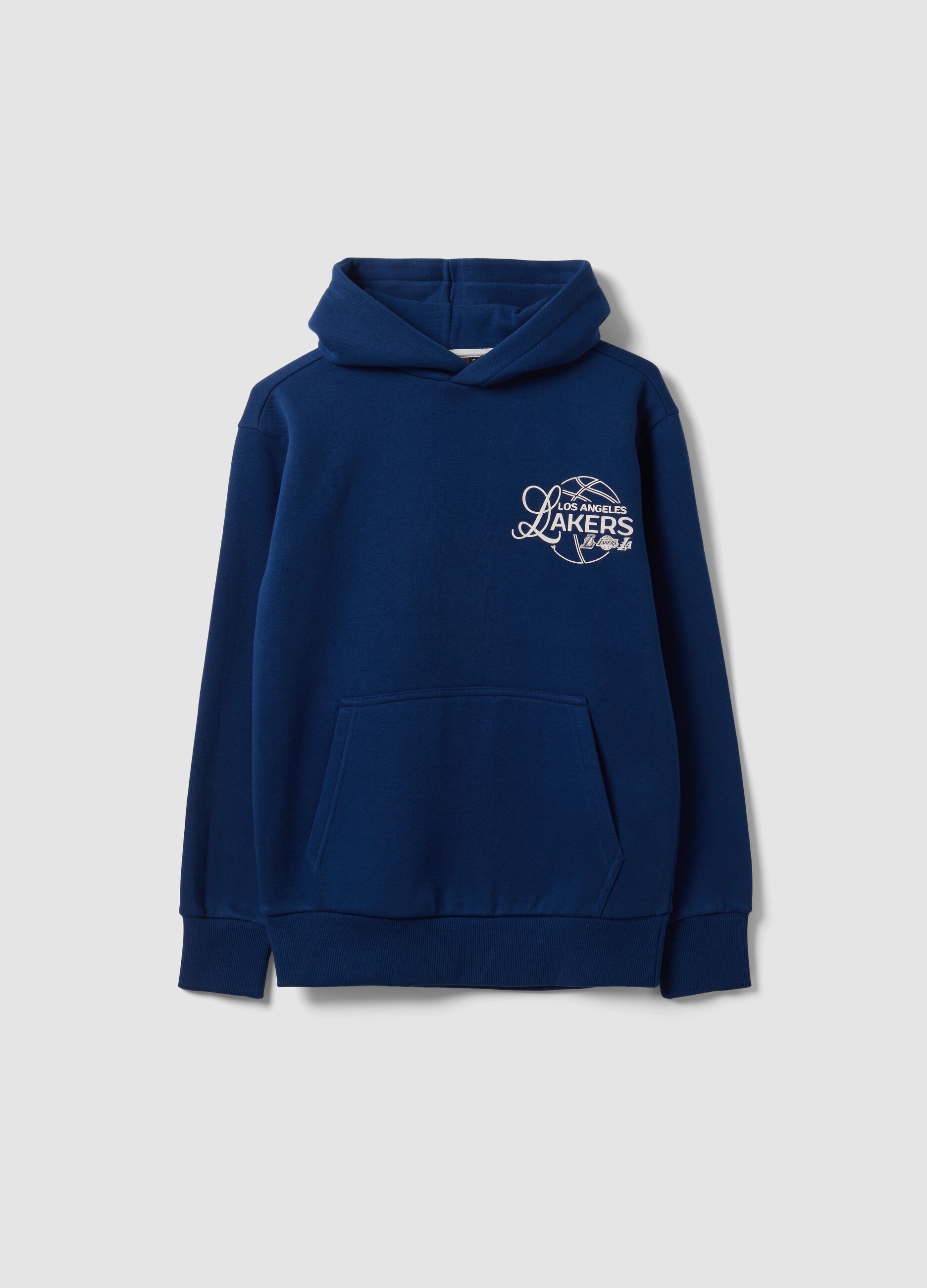 Sweatshirt azul com capuz em mistura de algod&atilde;o com estampado Lakers para rapaz