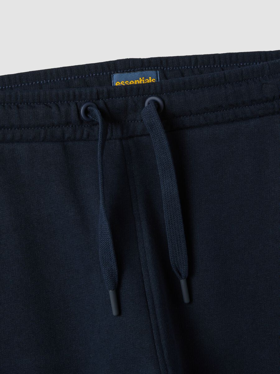 Navy organic cotton joggers with drawstring for boys_1