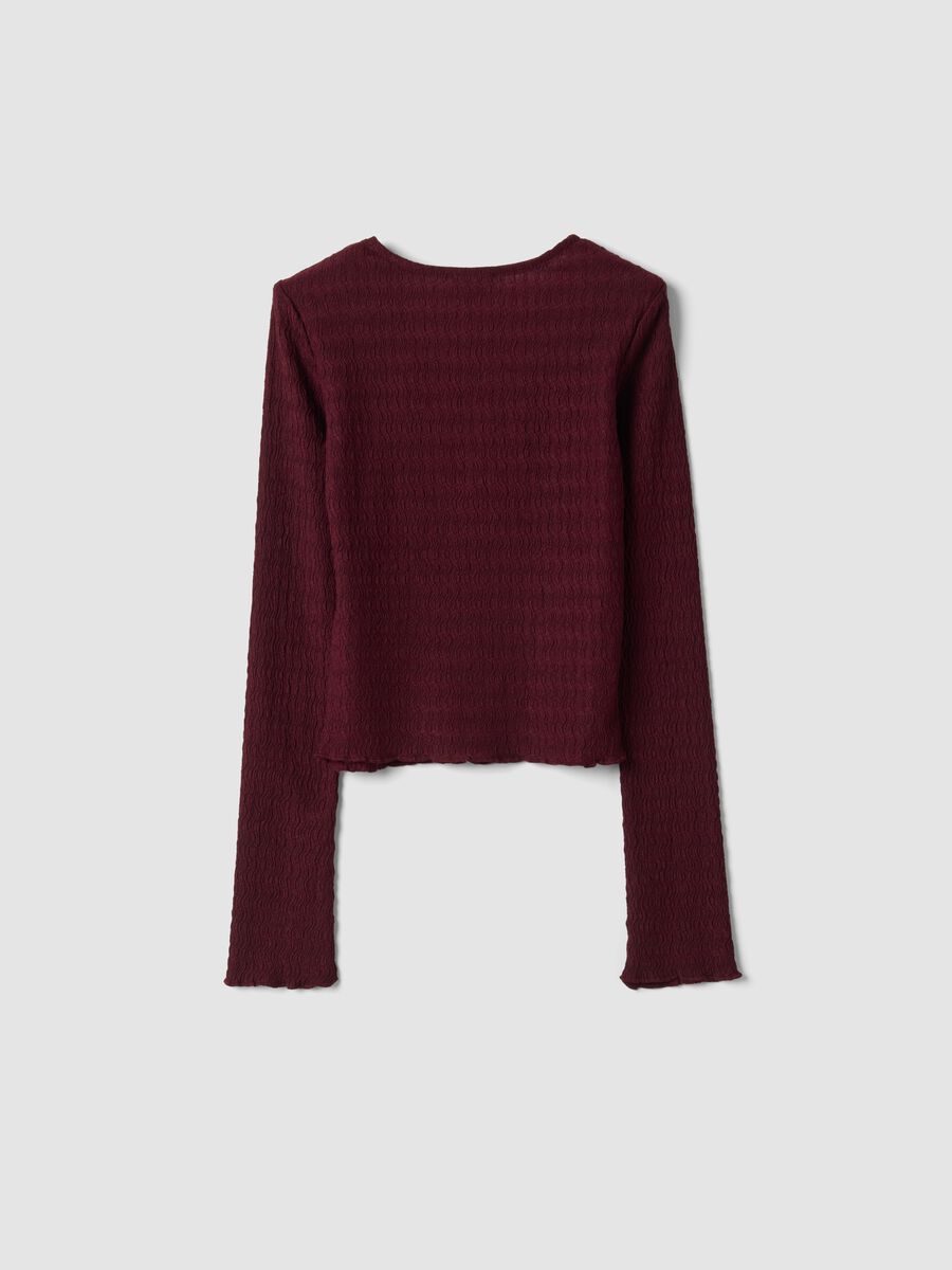 Red long-sleeve stretch crew-neck T-shirt_2