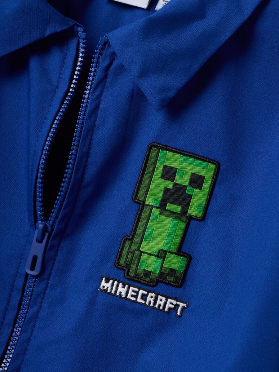 Blue school apron with Minecraft embroidery for boys_3