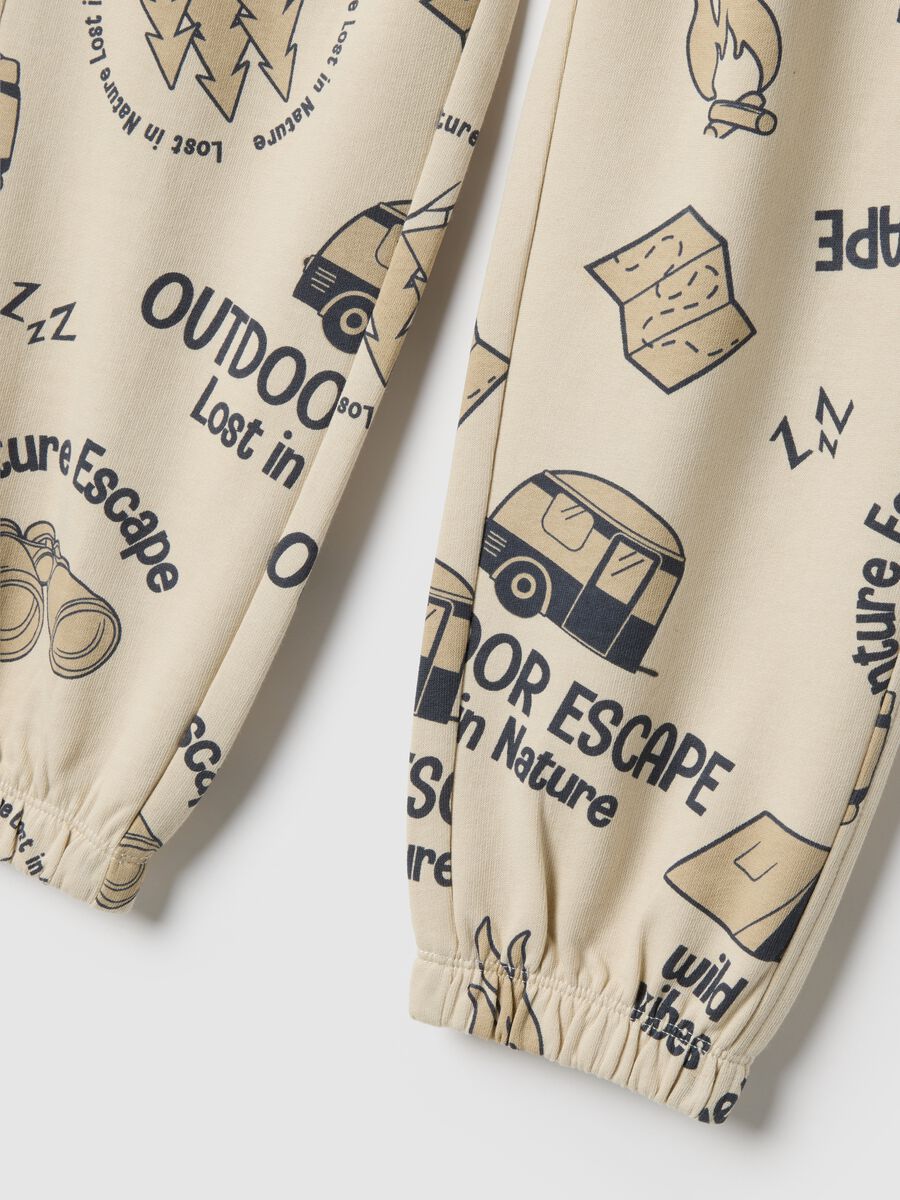 Children's pure cotton beige trousers, regular fit with print_2