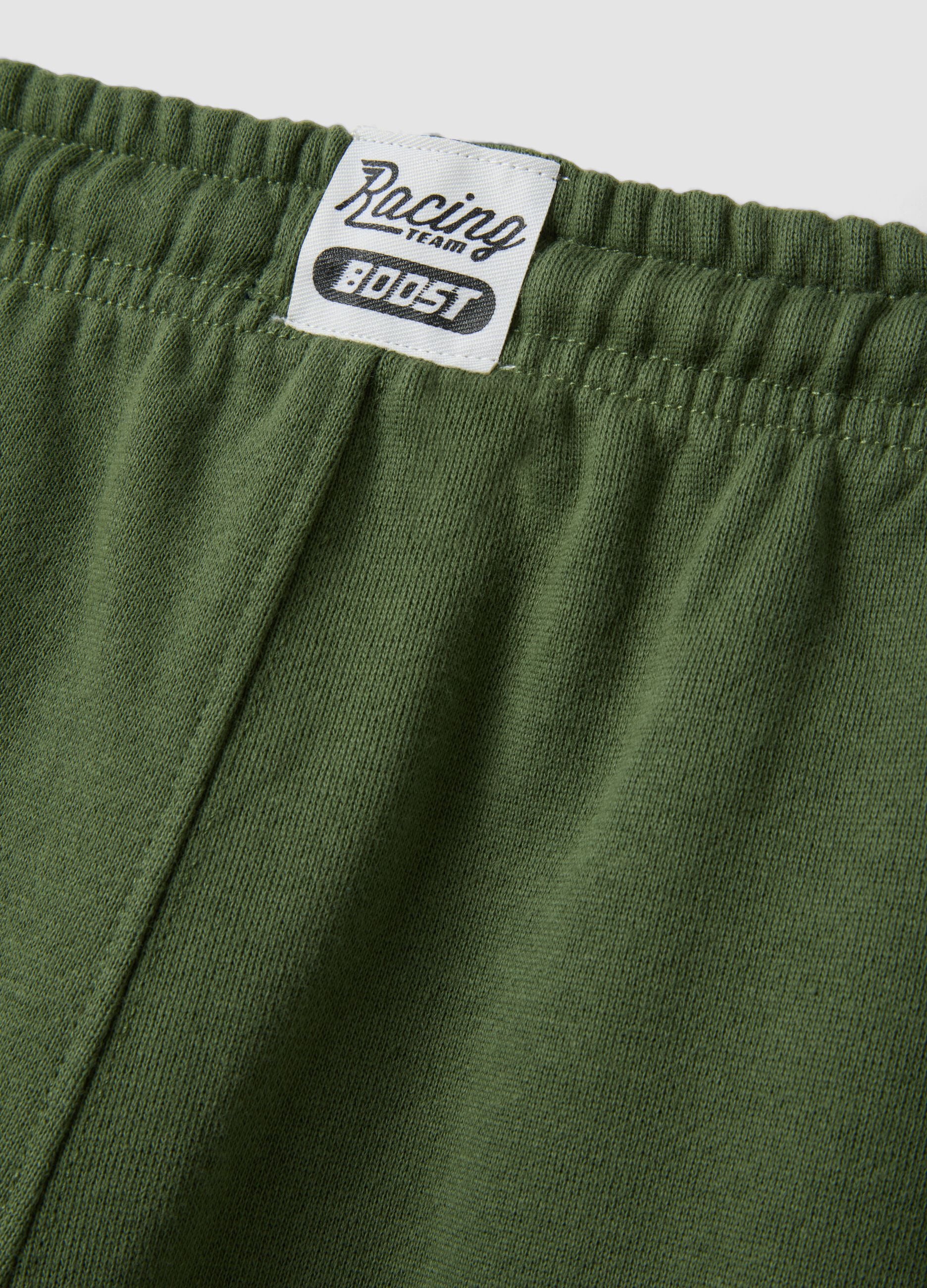 Green cotton-blend joggers with drawstring waist