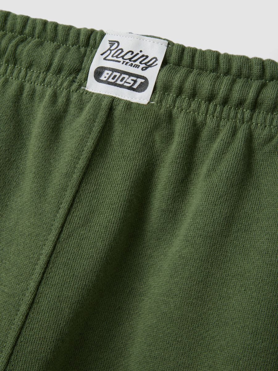 Pantalon jogging vert en coton m&eacute;lang&eacute; avec cordon de serrage_3