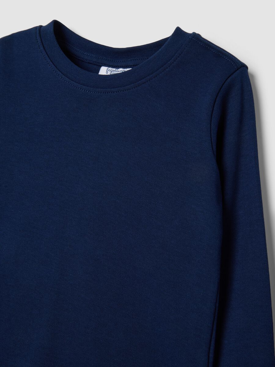 T-shirt azul-marinho em algod&atilde;o org&acirc;nico com gola redonda_2
