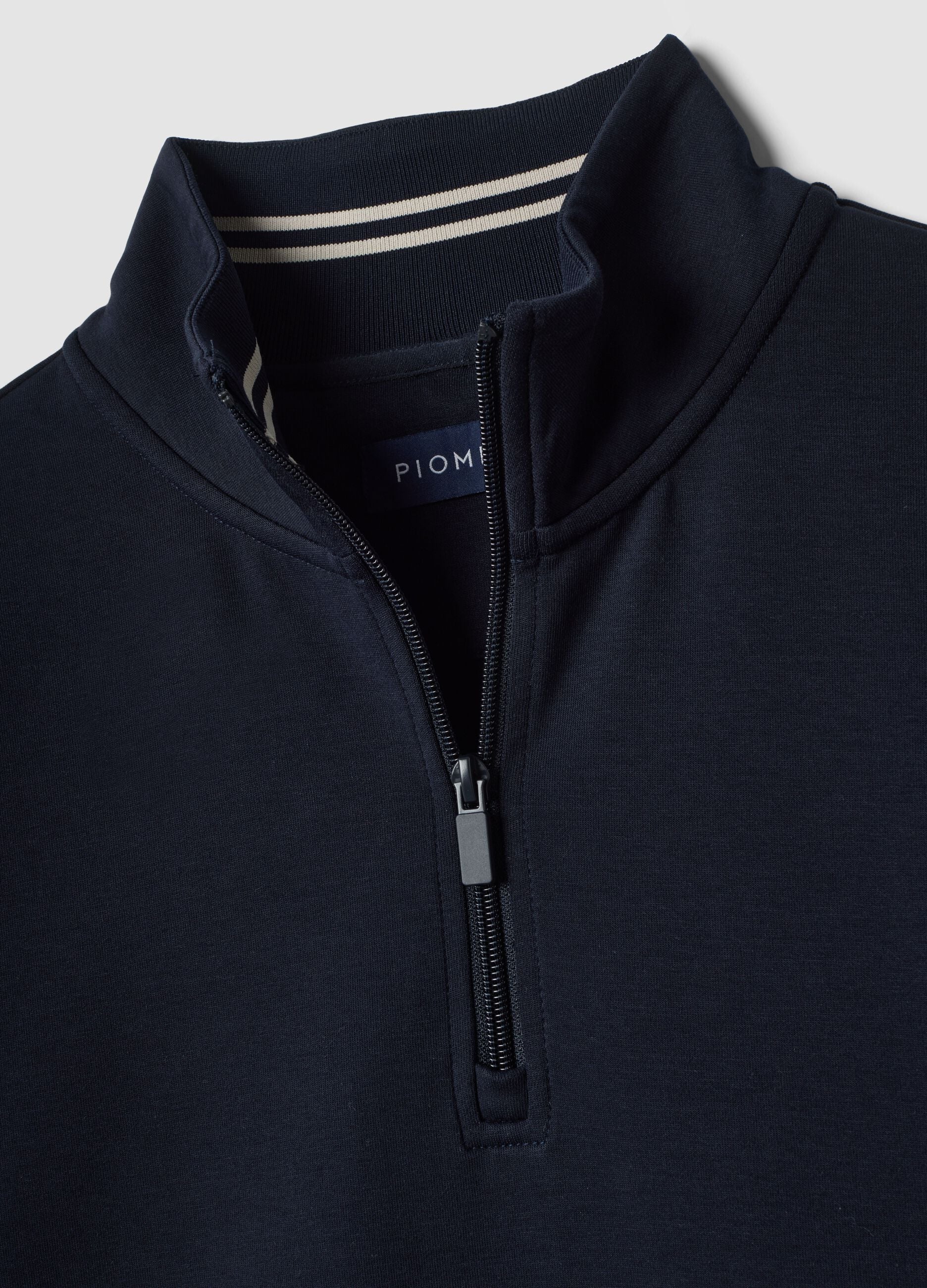 Navy blue breathable stretch-cotton half-zip, 2-way stretch