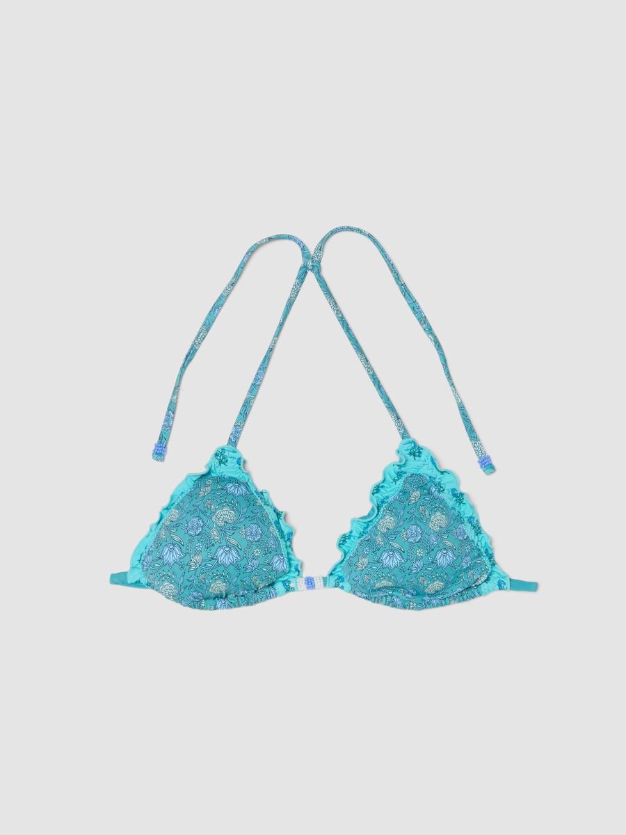 Haut de bikini triangle bleu clair en tissu extensible_4