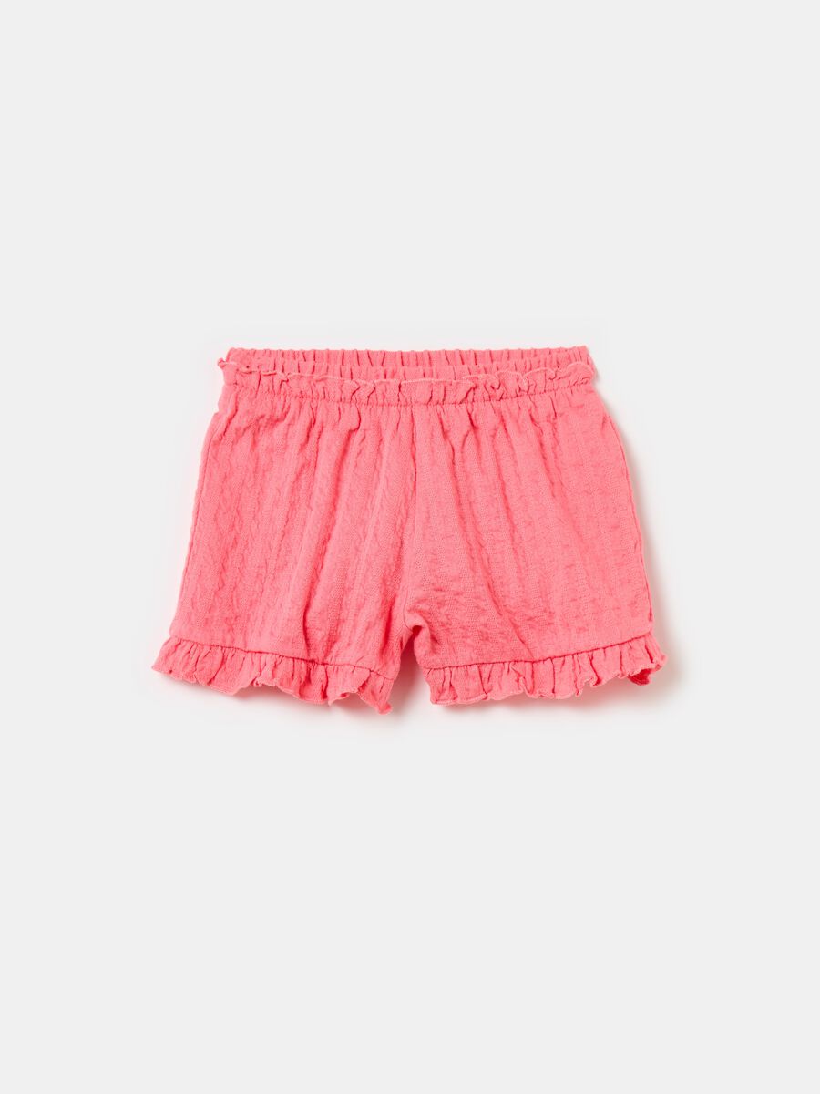 Shorts jacquard con rouches_0
