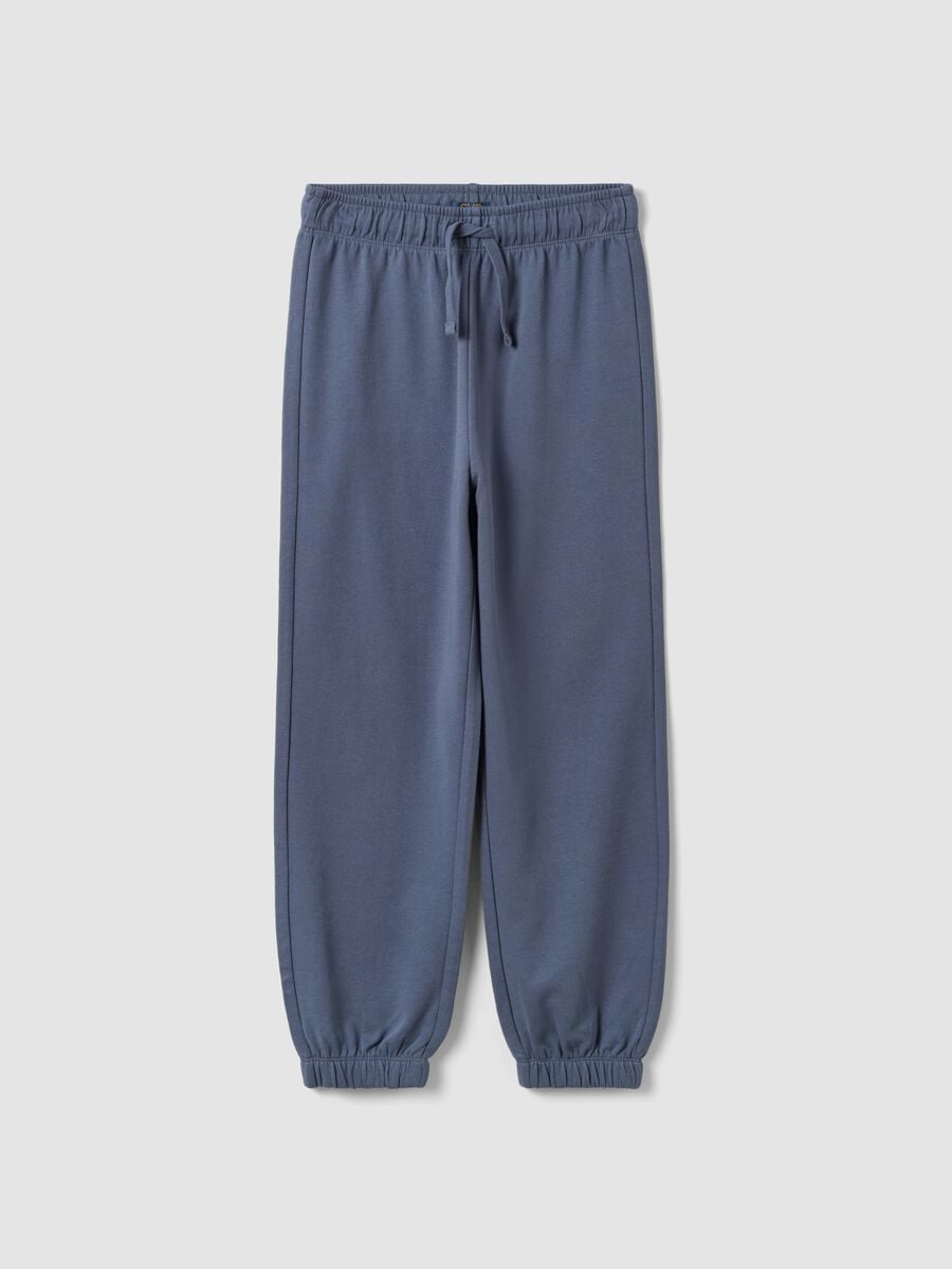 Grey organic cotton jogger trousers for boys, relaxed fit_0