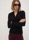 Black viscose, silk and stretch wool crew-neck T-shirt, regular fit_0