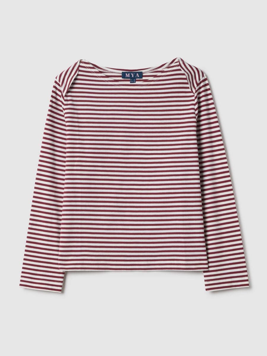 Multicolour striped regular fit stretch cotton top_0