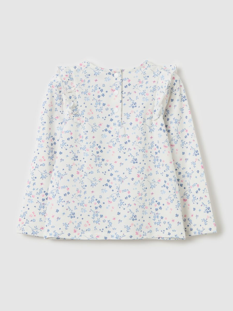 Long-sleeved floral T-shirt with ruffles_1