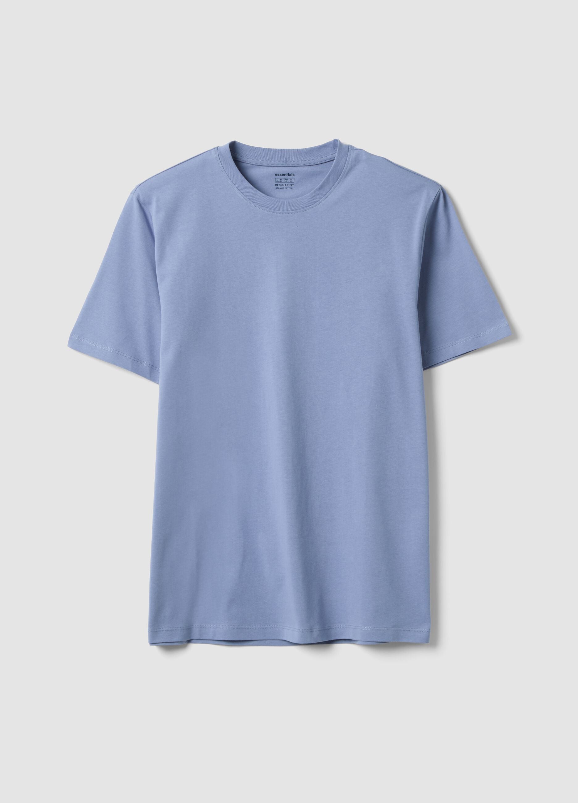 Blaues T-Shirt aus reiner Bio-Baumwoll-Jerseyware in Regular Fit