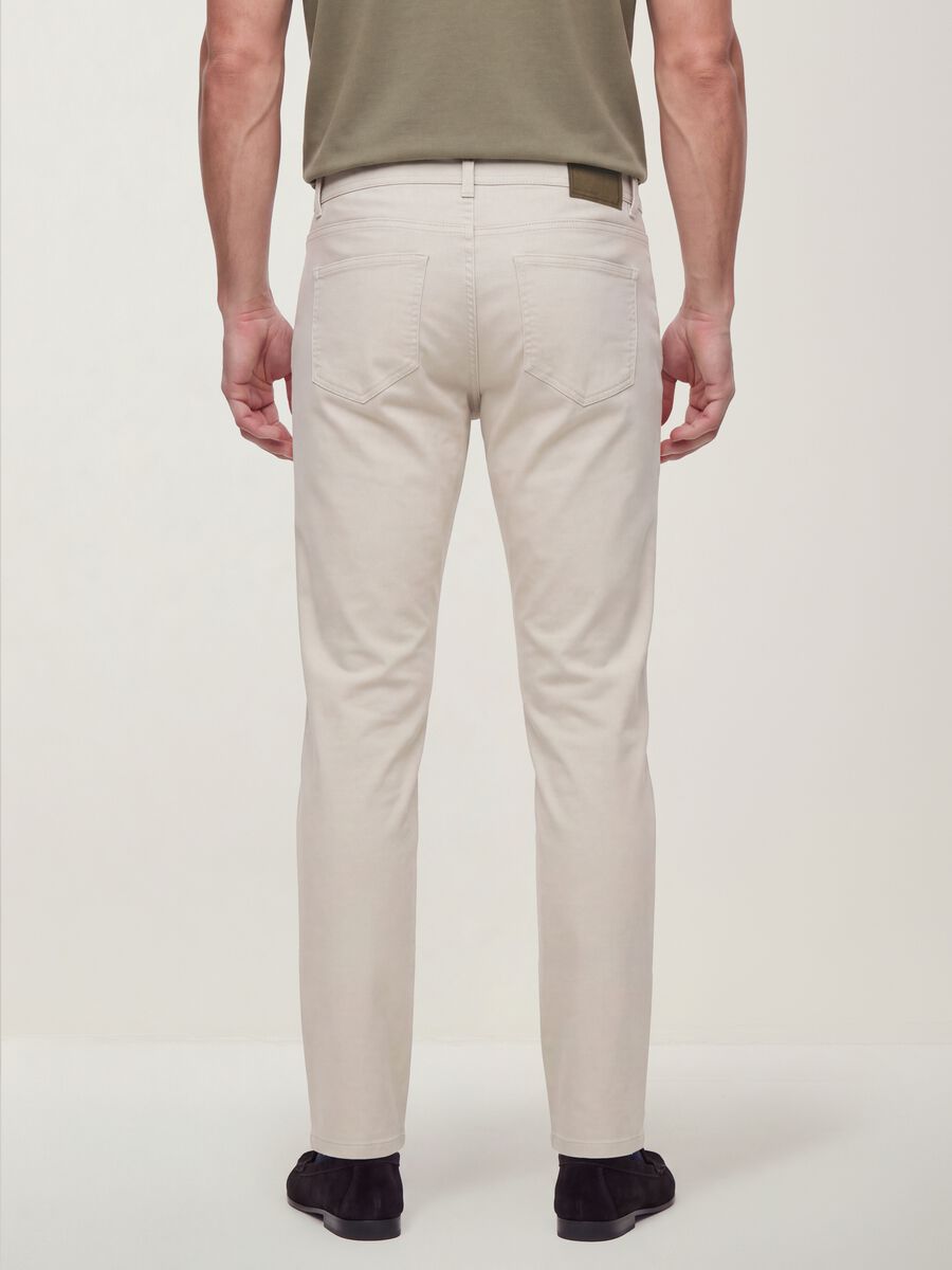 Green slim-fit stretch cotton dobby trousers_2