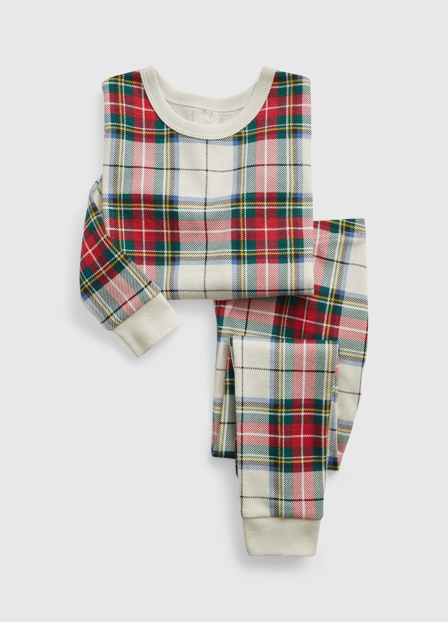 Long cotton pyjamas with tartan print