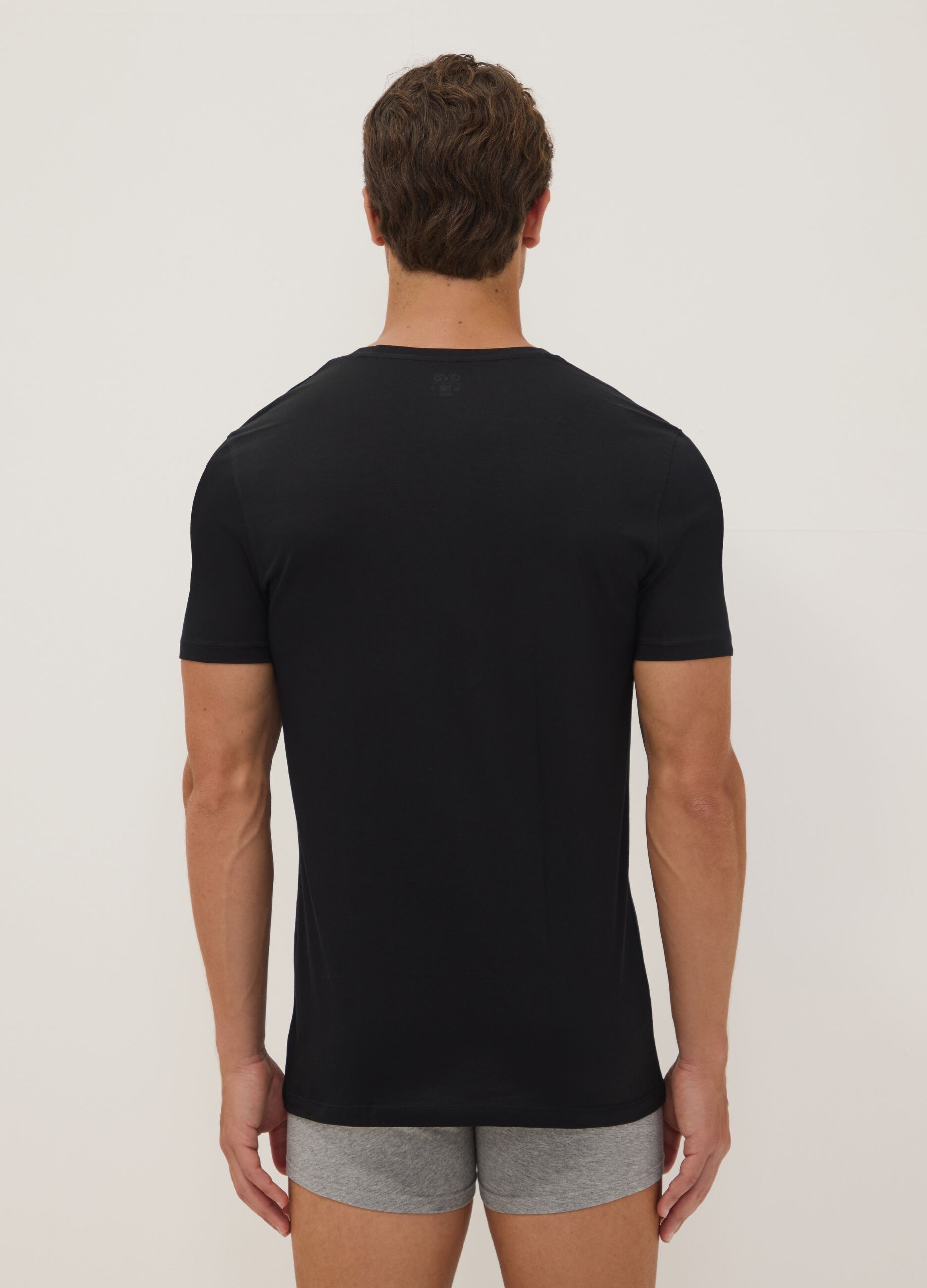 Black Supima cotton V-neck T-shirt, regular fit