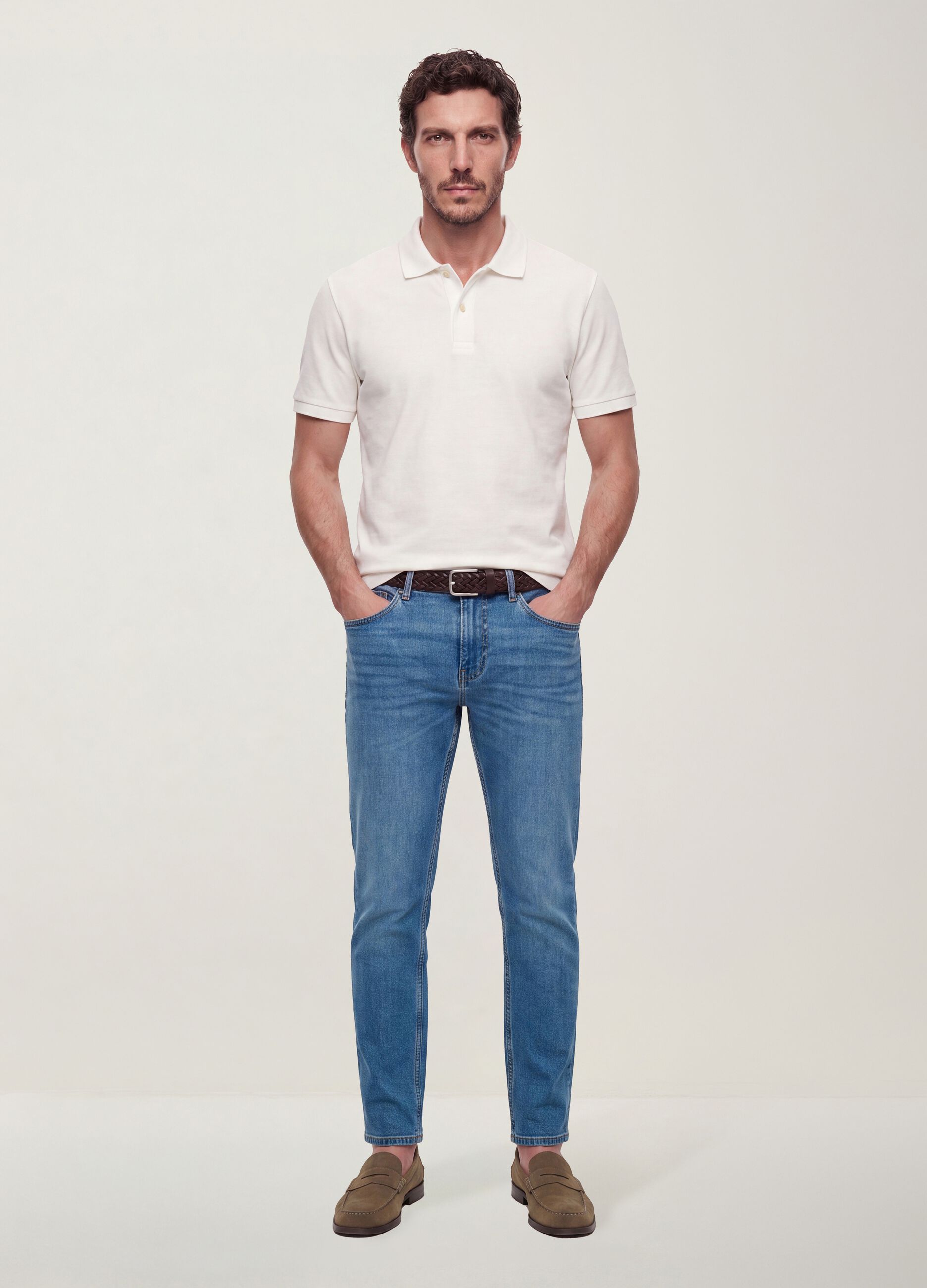 Cal&ccedil;as de ganga azuis slim fit em algod&atilde;o el&aacute;stico