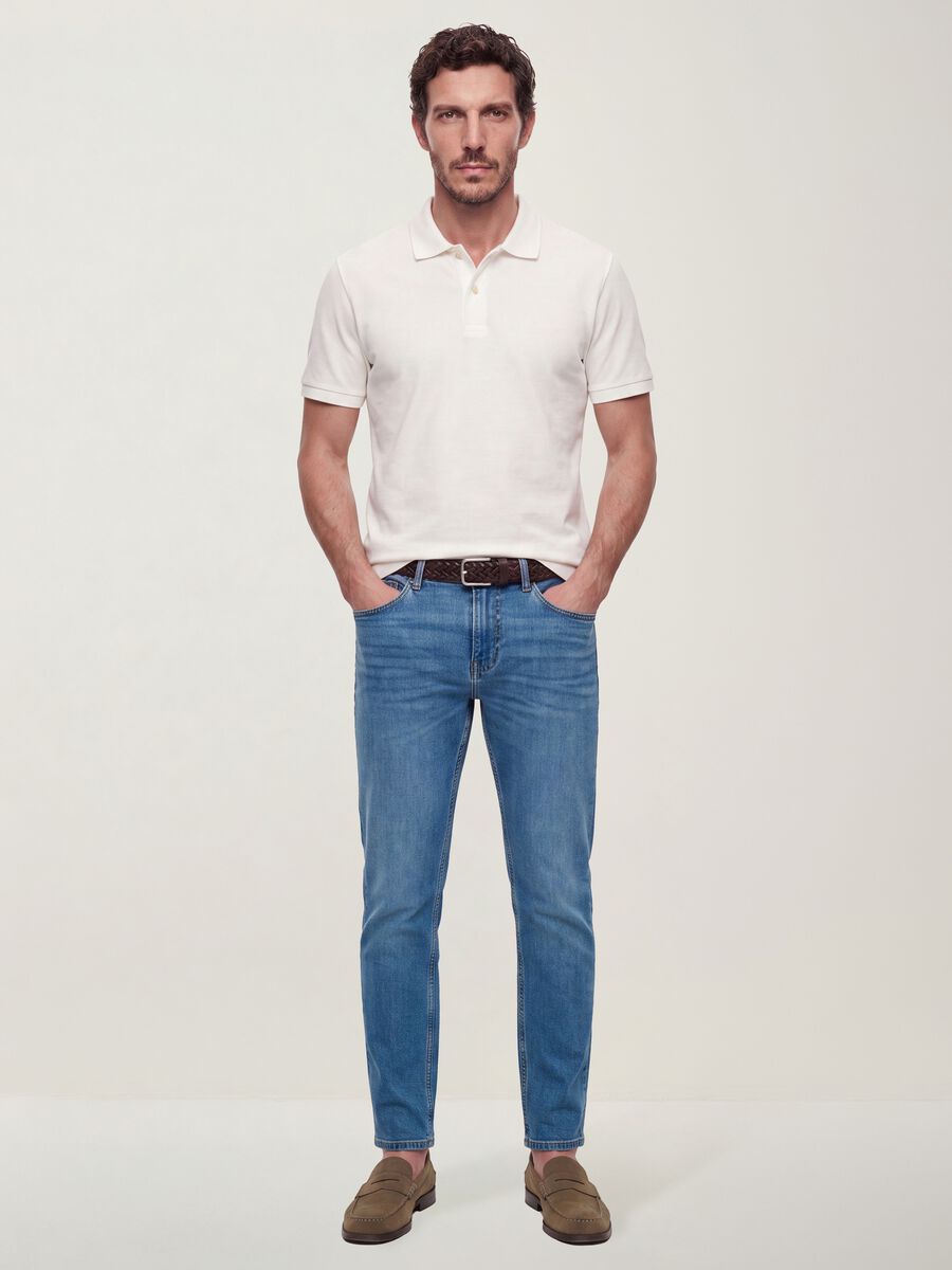 Blaue Slim-Fit-Jeans aus Stretch-Baumwolle_0