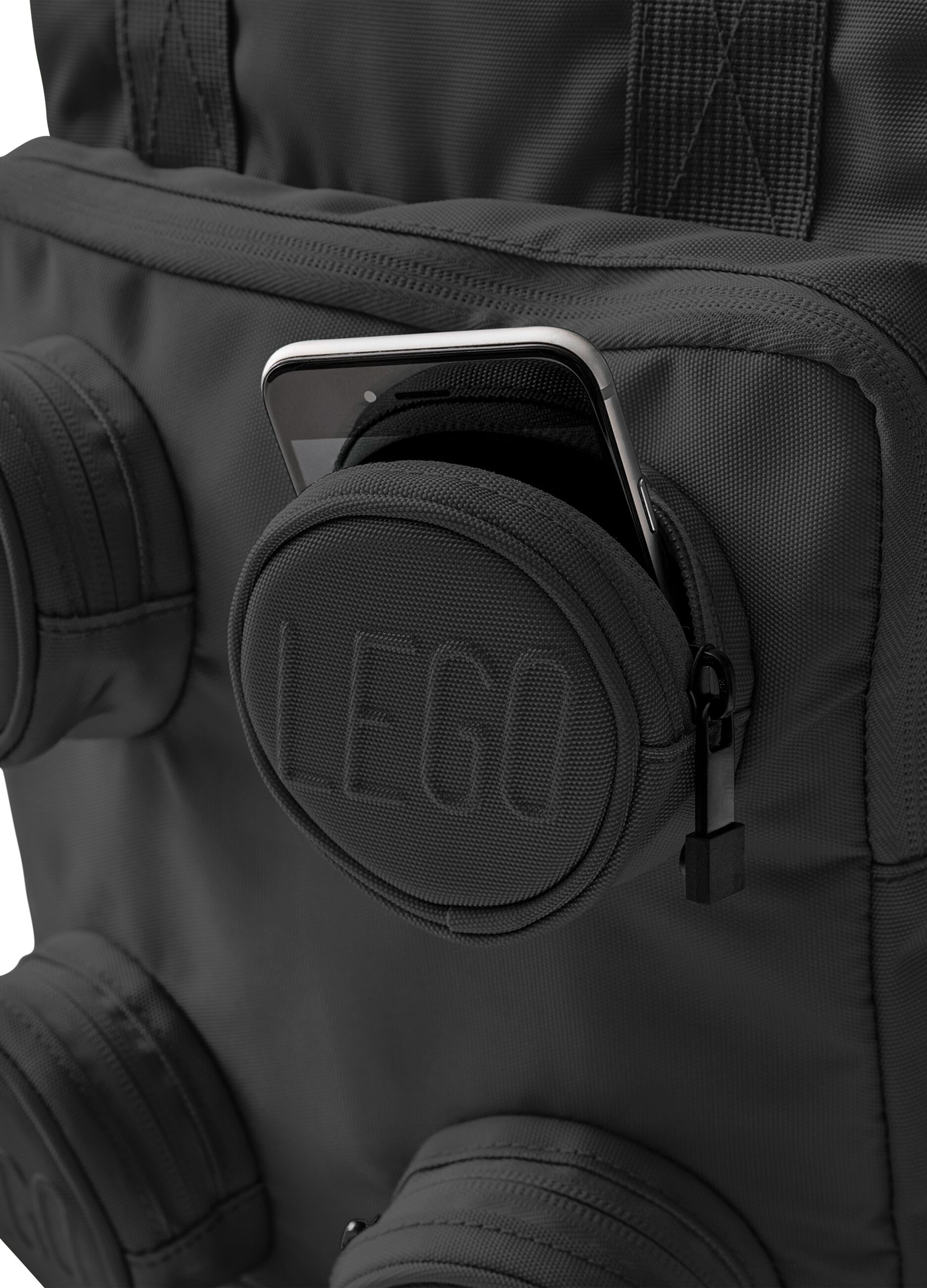 Black backpack with front pockets