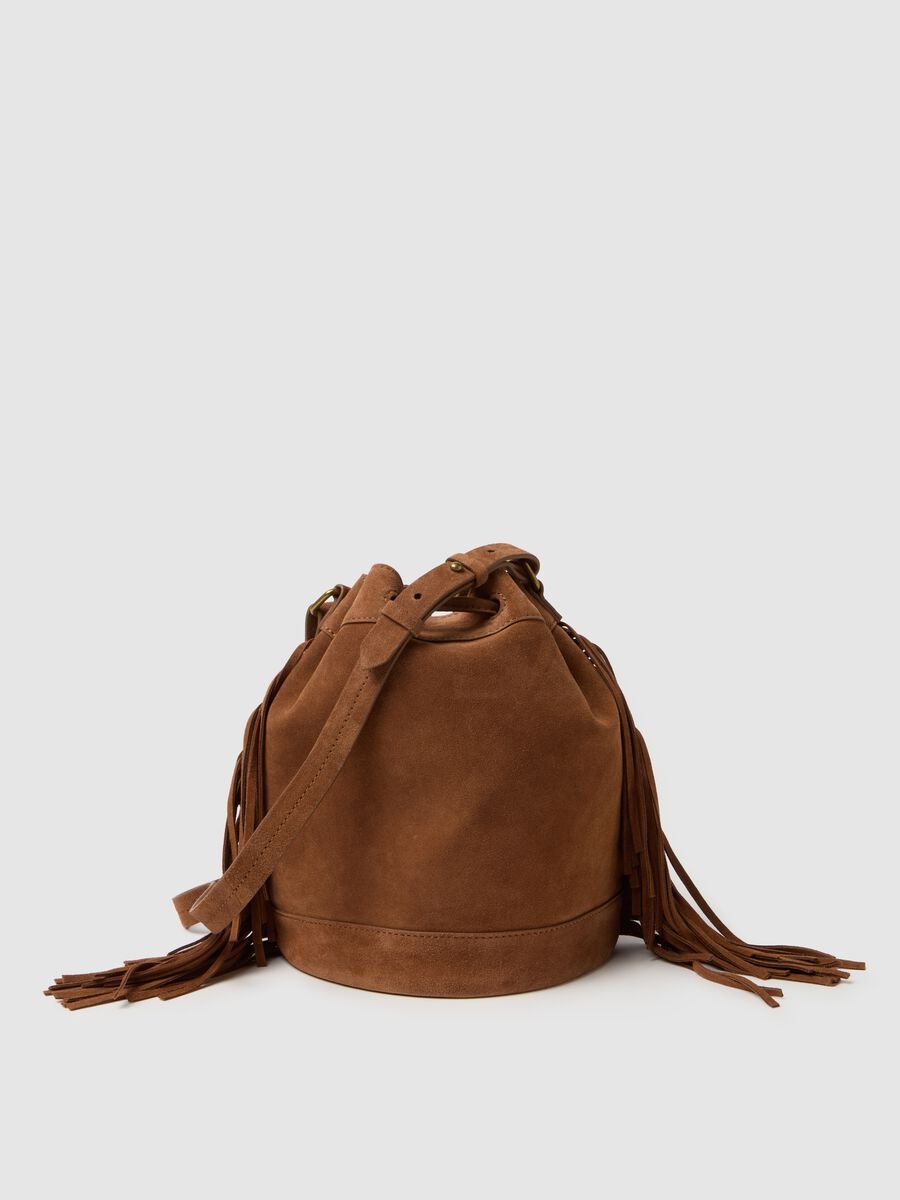 Brown genuine leather bag with fringes_3