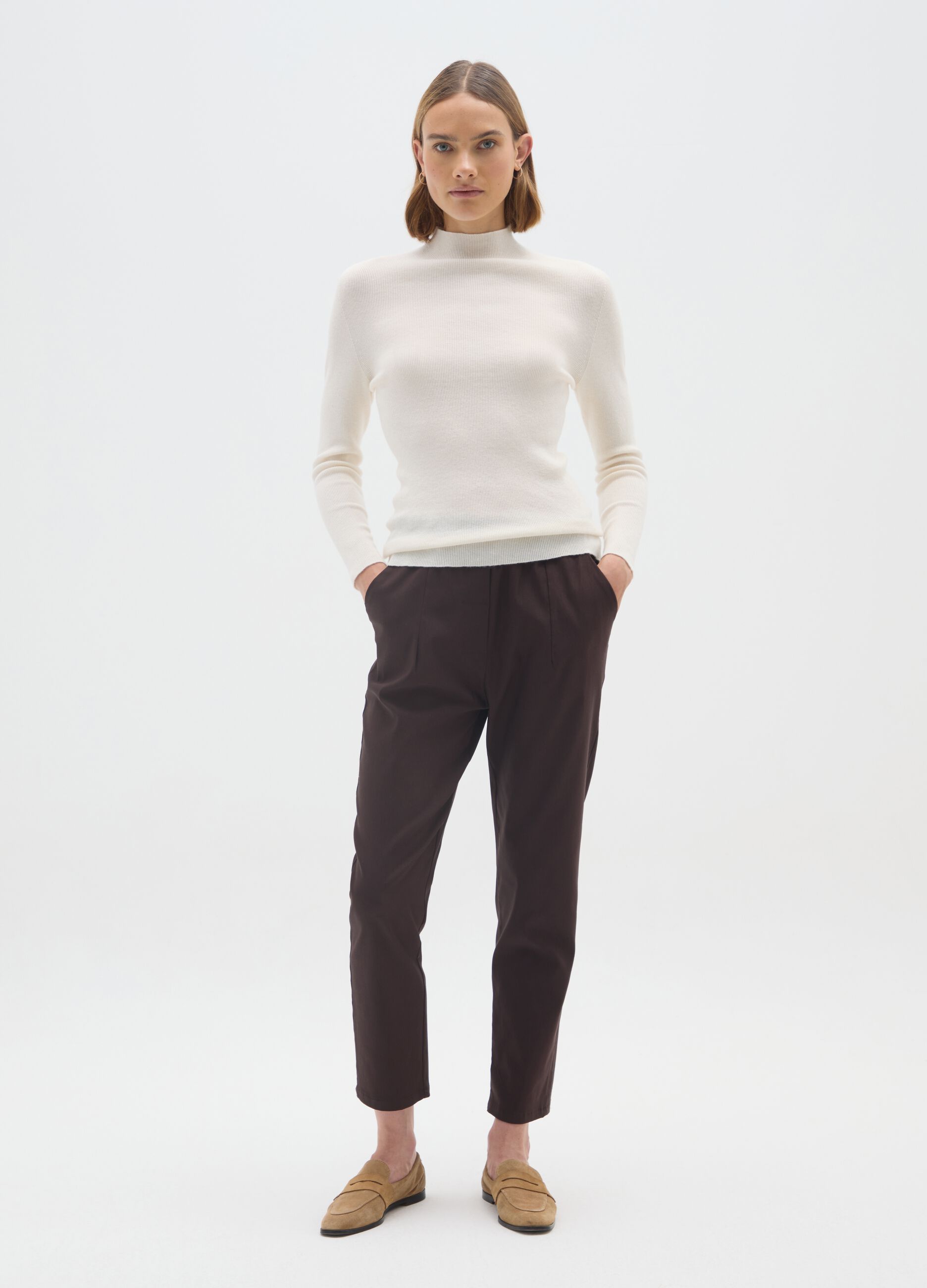 Brown regular fit trousers