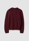 Burgundy pure cotton crew-neck cardigan with buttons, regular fit_6