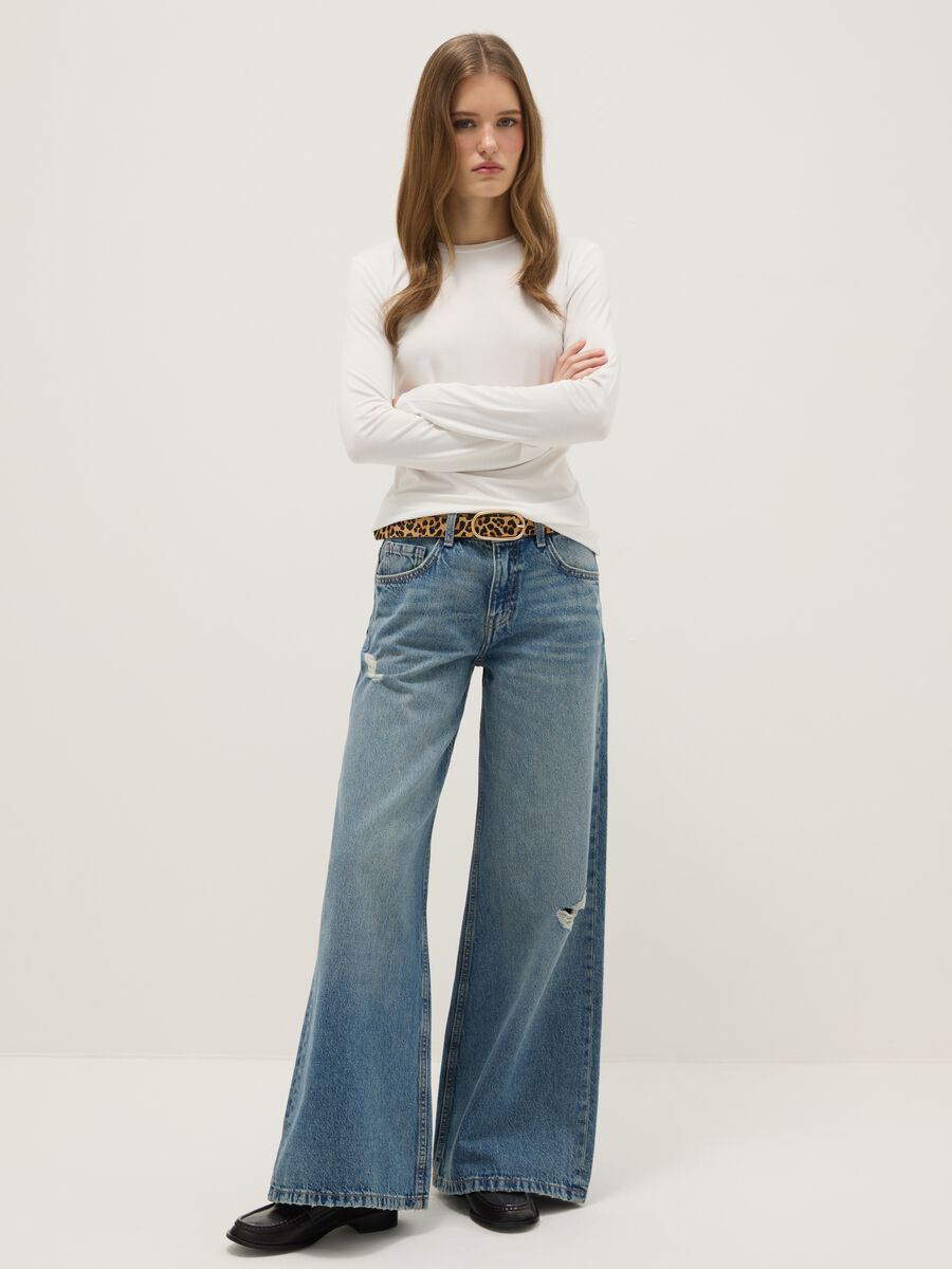 White stretch viscose t-shirt regular fit_1