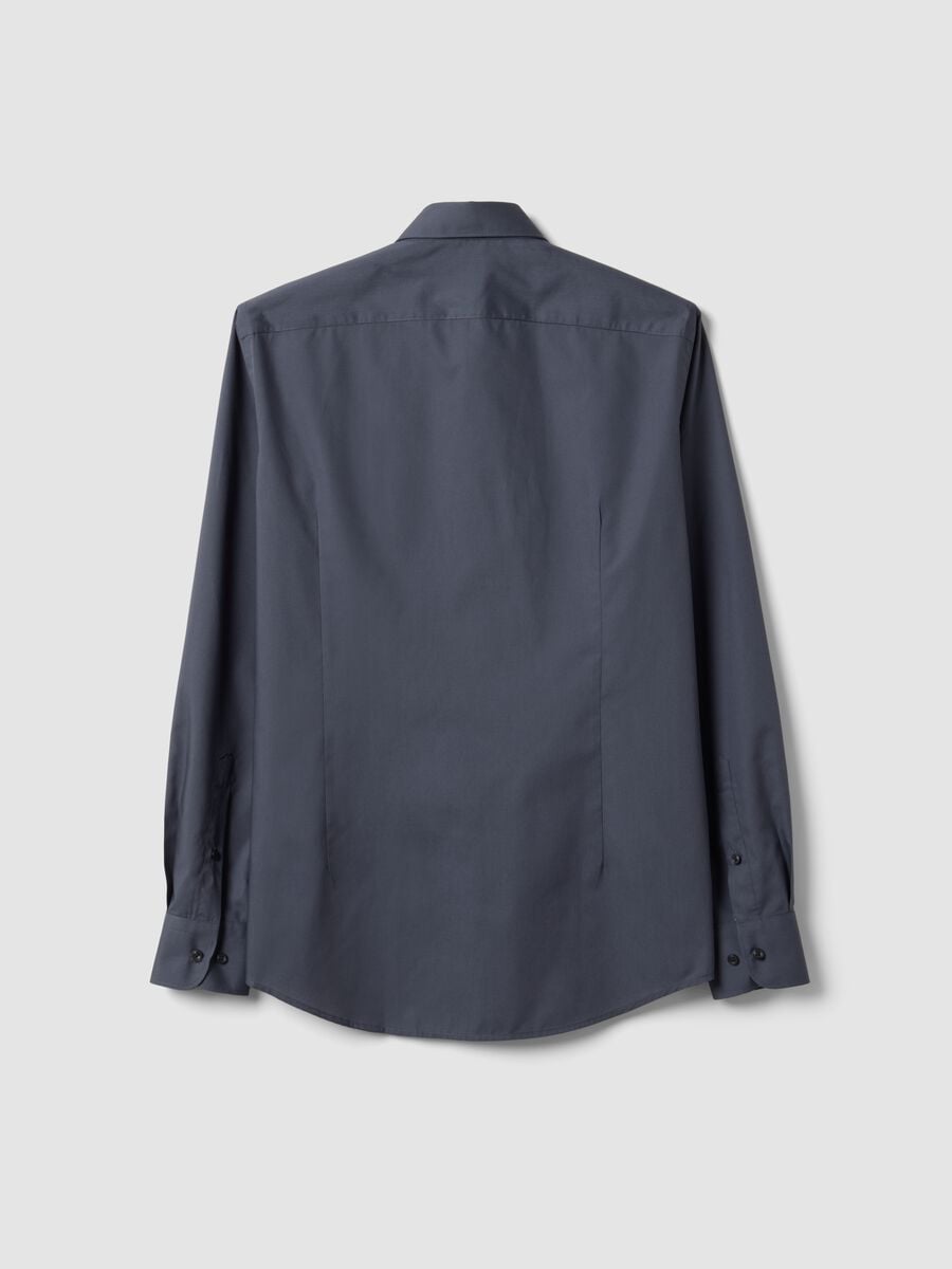 Camicia grigia slim fit con colletto classico easy iron_5