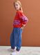 Girls&rsquo; blue baggy pure cotton jeans with embroidered turn-up hem_0