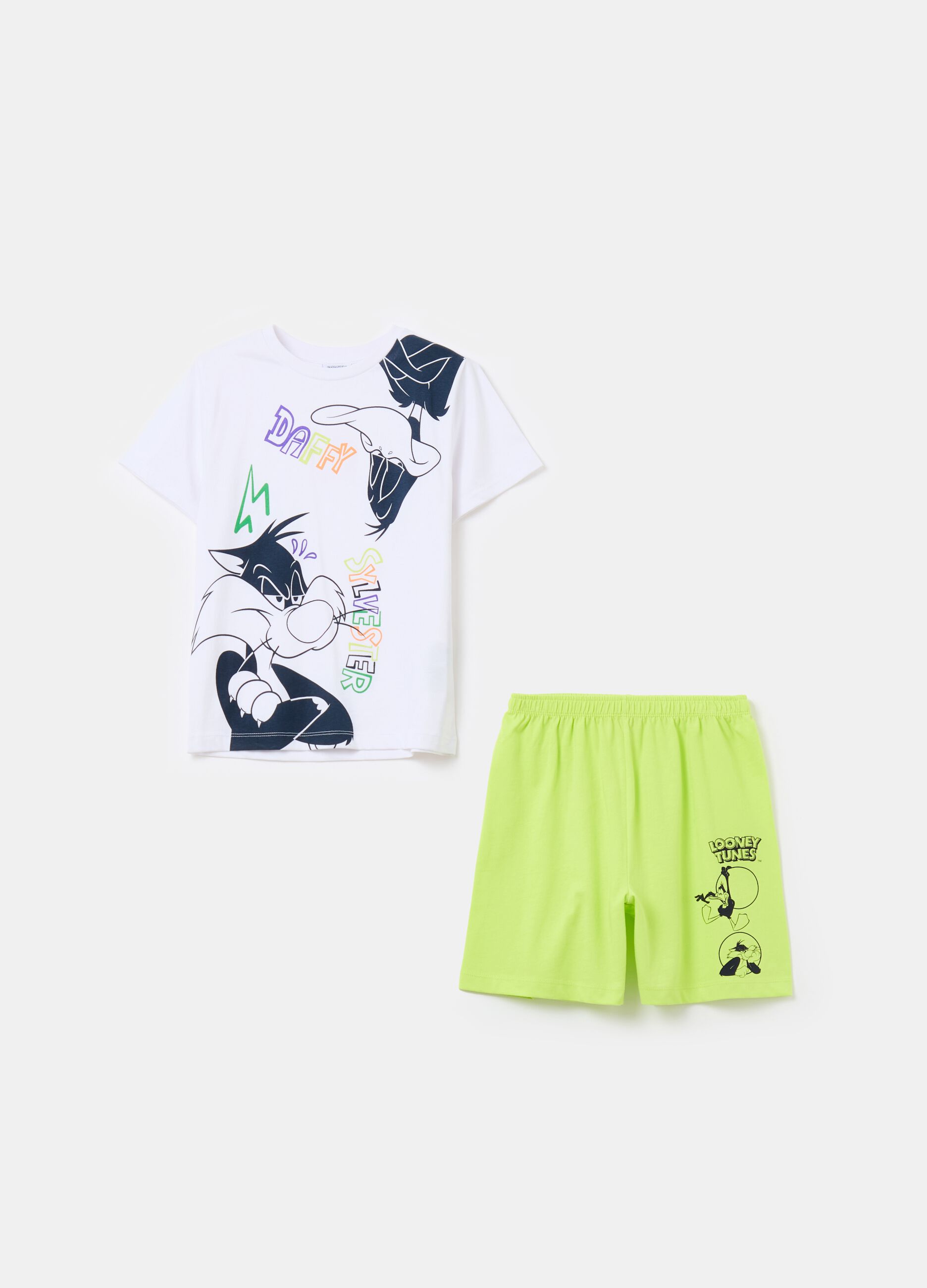 Pyjamas in organic cotton with Daffy and Sylvester print