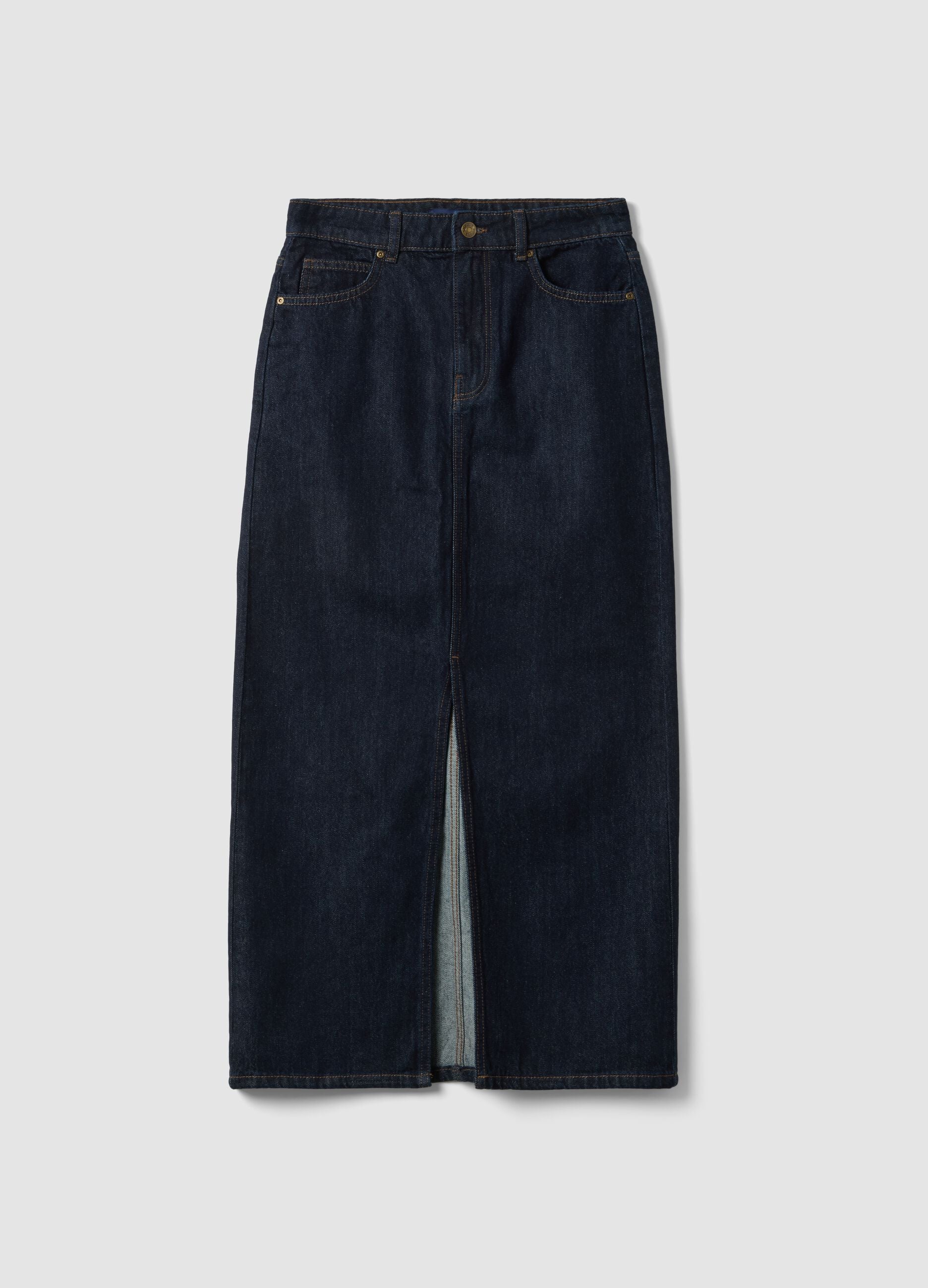 Blue midi skirt in pure cotton denim