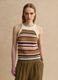 Fitted-Top mit mehrfarbigen Streifen aus Baumwollmix in Strickoptik_2
