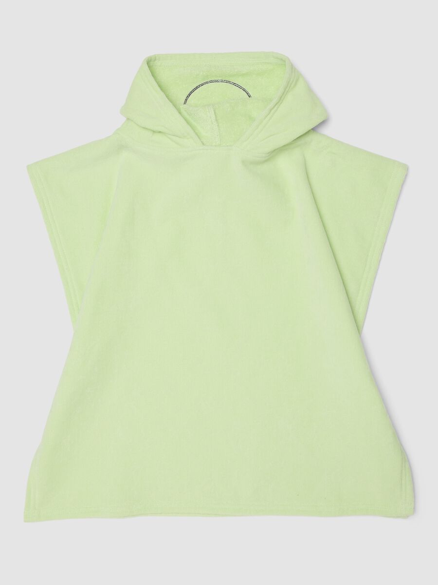 Gr&uuml;nes Baby-Strandponcho aus reiner Baumwolle mit Kapuze_0
