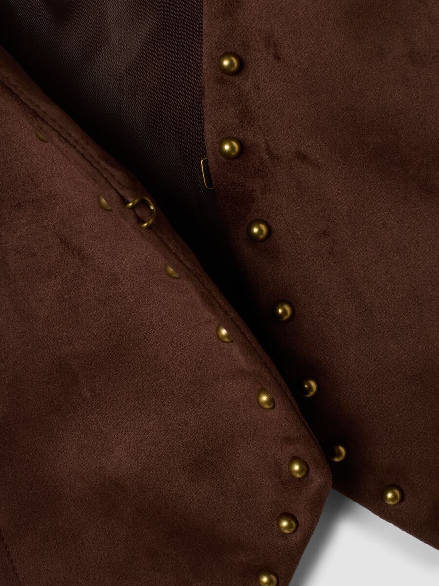 Brown stretch studded waistcoat, regular fit_1