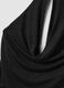 Top halter nero in tessuto elasticizzato regular fit_5