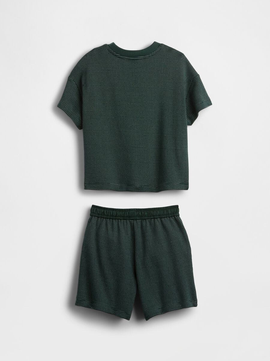 Stretch cotton set with T-shirt and shorts_0
