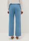 Blue wide leg denim trousers in pure cotton with elastic waistband_2