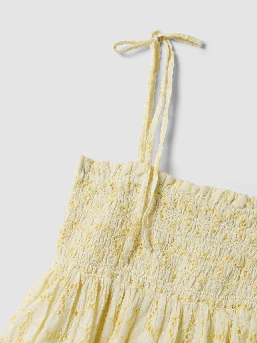 Yellow pure cotton cropped top with thin straps_1