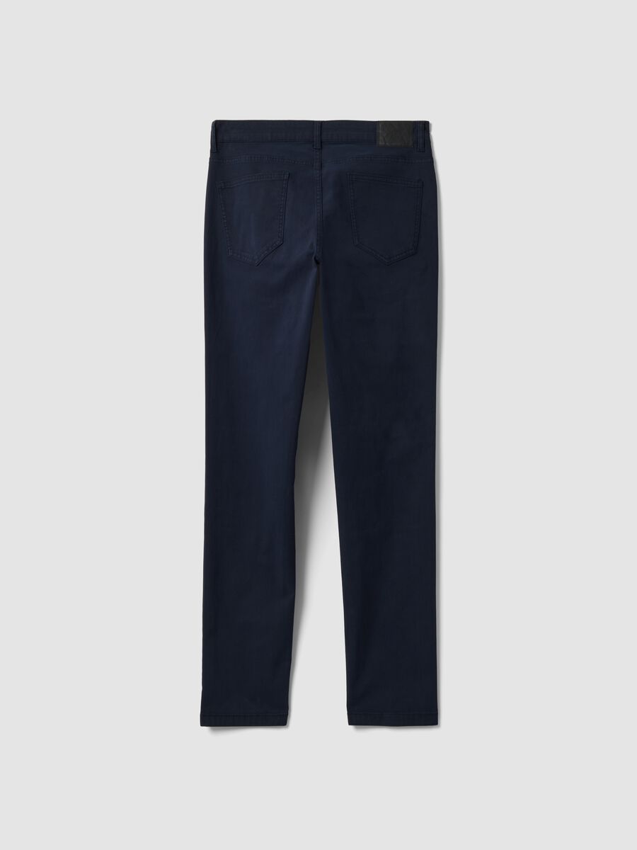 Blue slim-fit stretch cotton twill trousers_6
