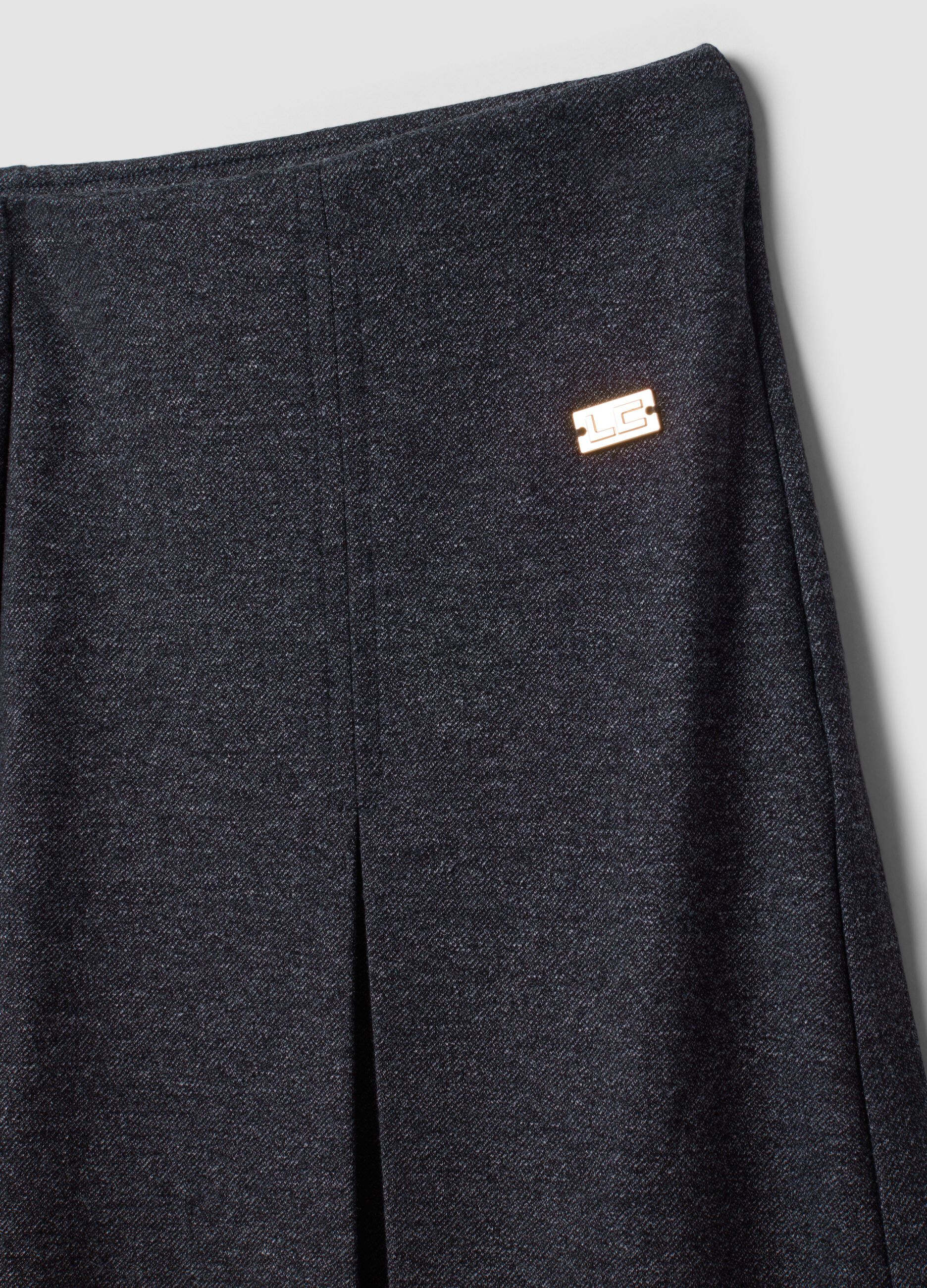 Grey formal stretch-viscose trousers with a baggy fit