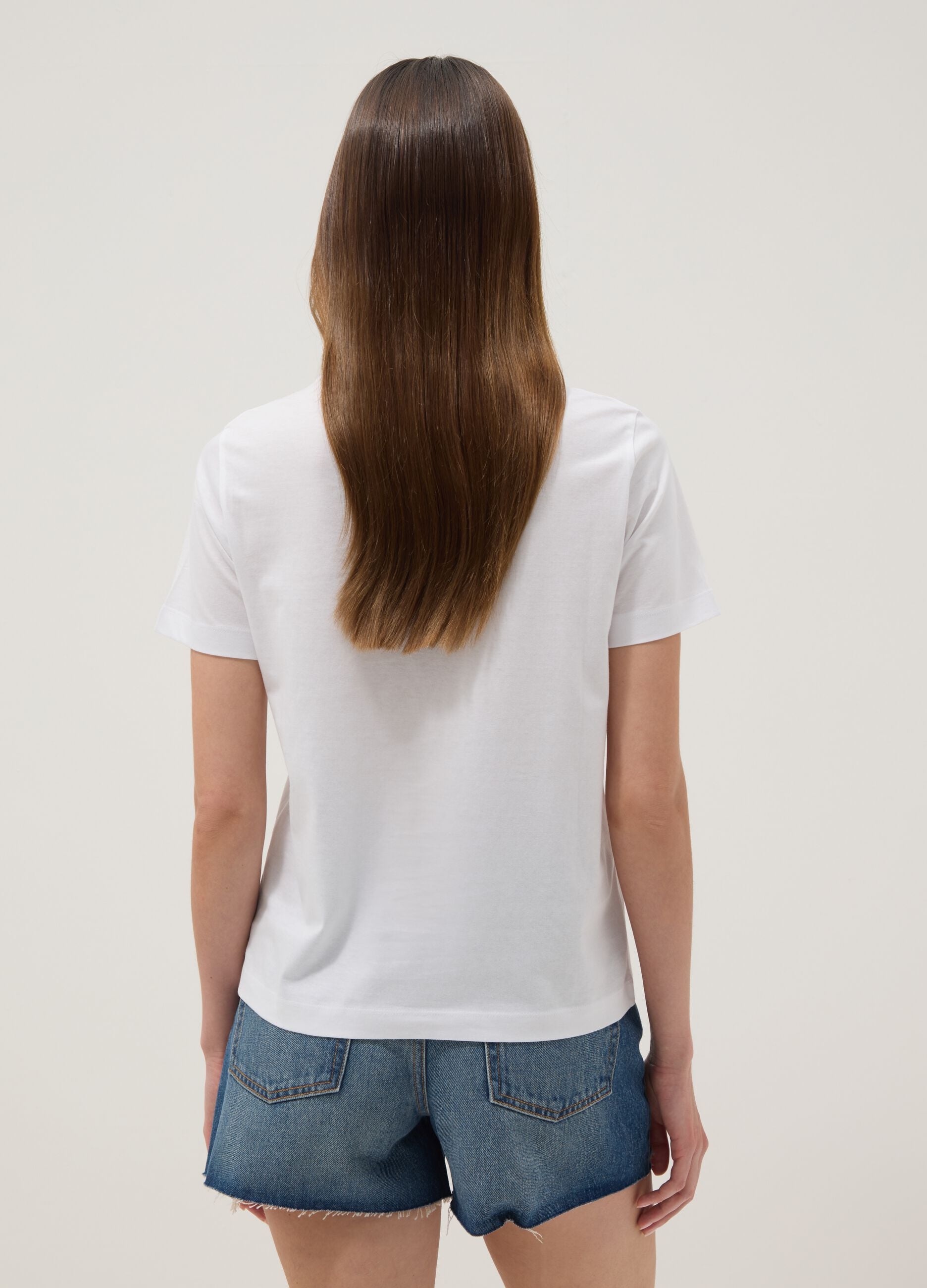 Wei&szlig;es T-Shirt aus reiner Baumwolle mit Print, Regular Fit