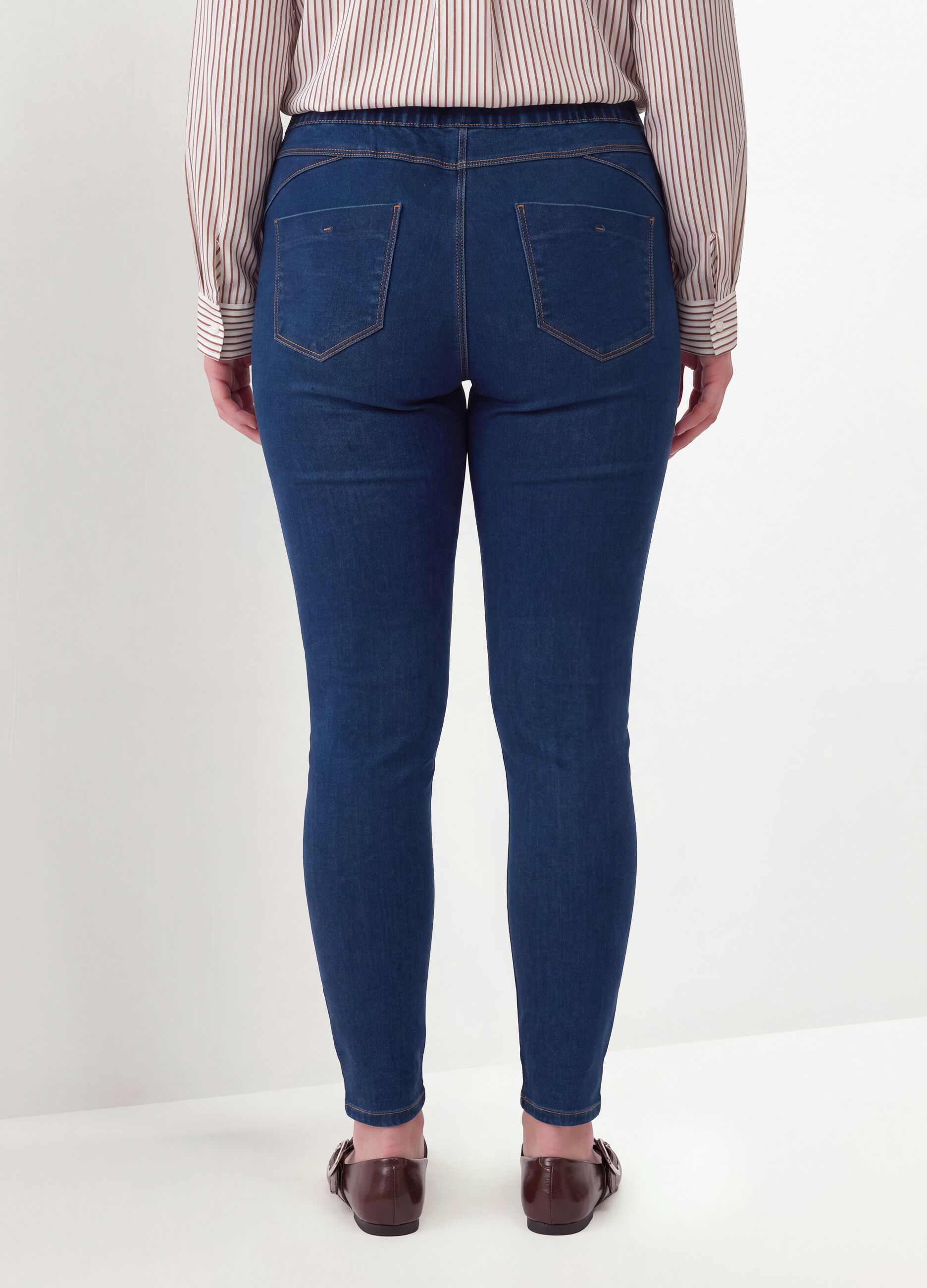 Blue skinny jeggings in stretch cotton and viscose