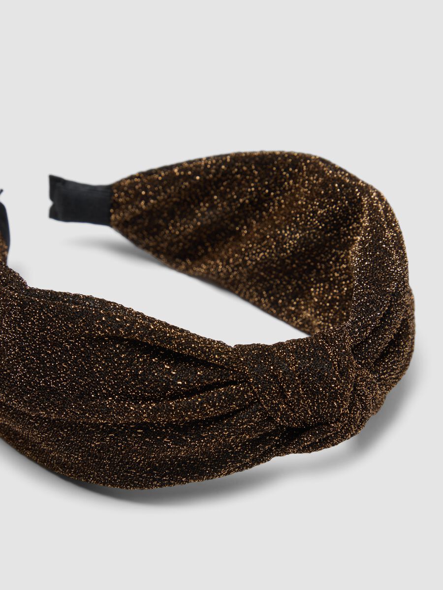 Shiny textured brown hairband_1