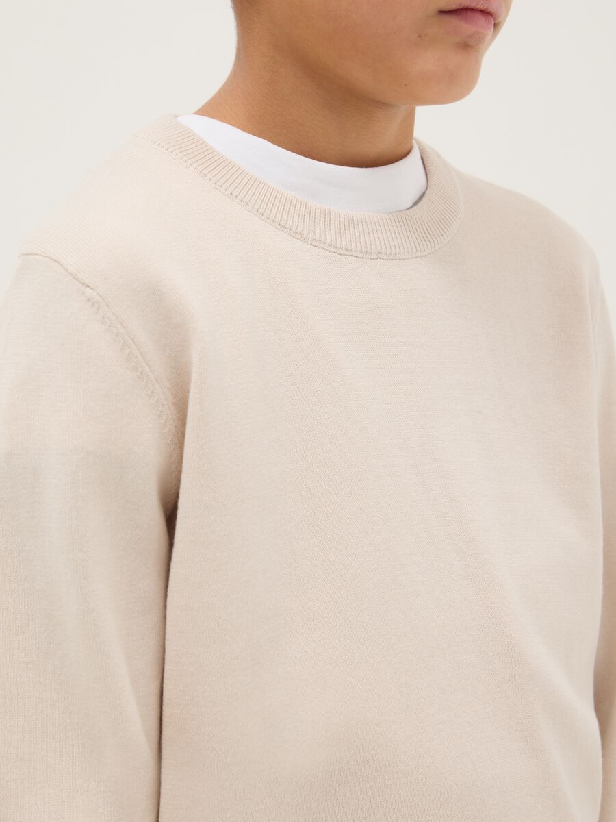 Children's beige pure cotton pullover regular fit_2