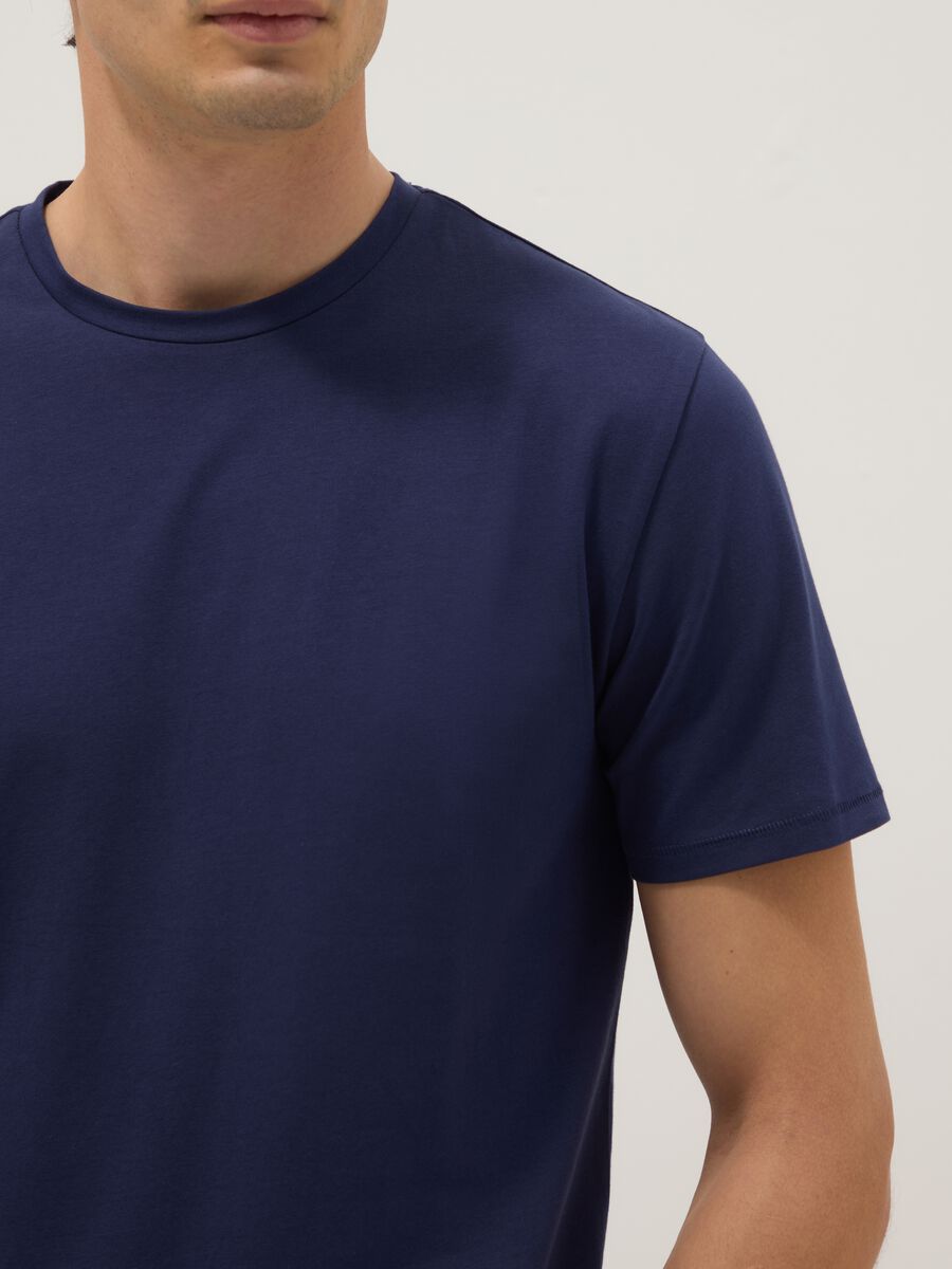 Blue Slim Fit Stretch Cotton T-Shirt_4