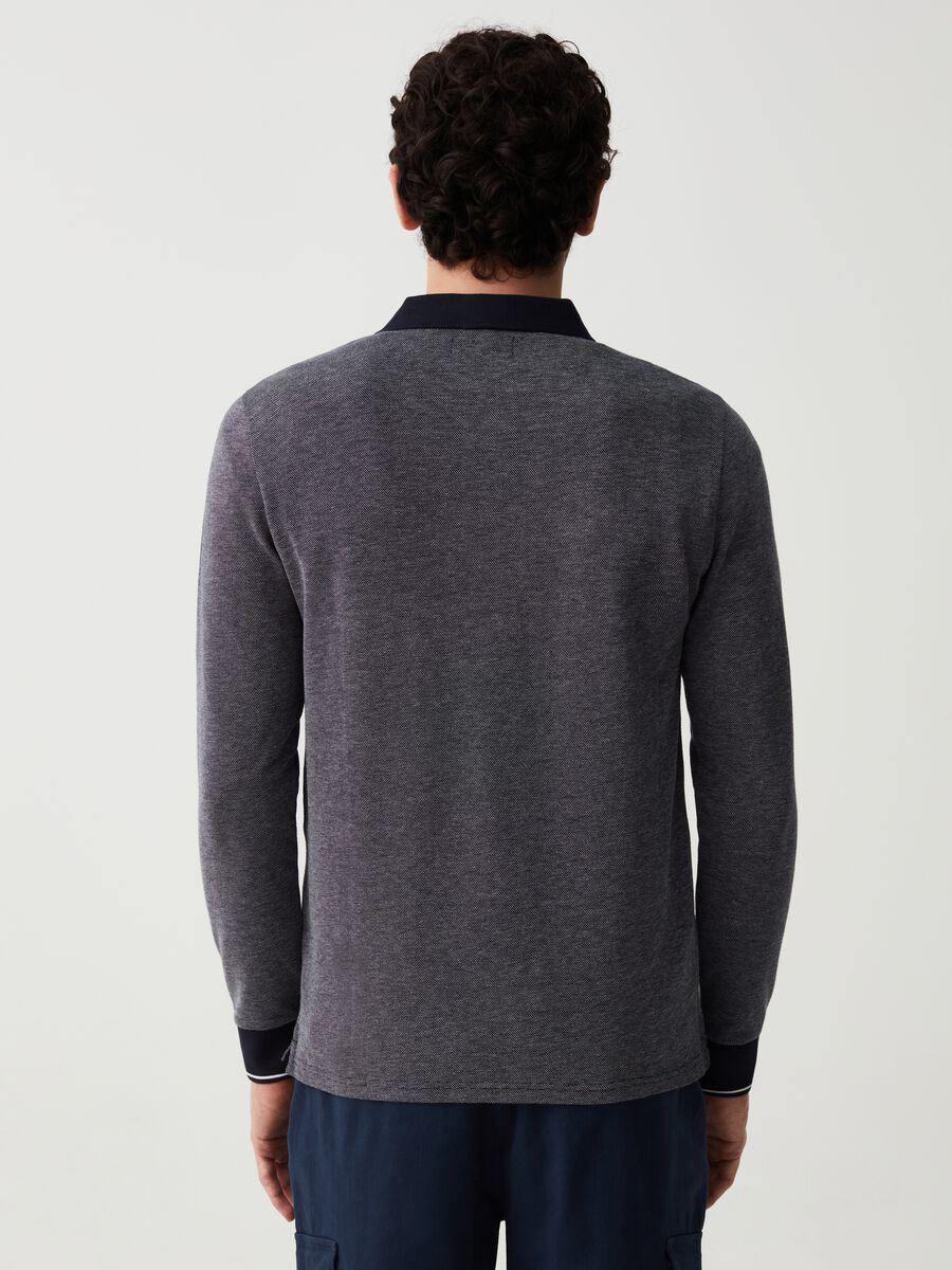 Long-sleeved polo shirt with jacquard weave_2