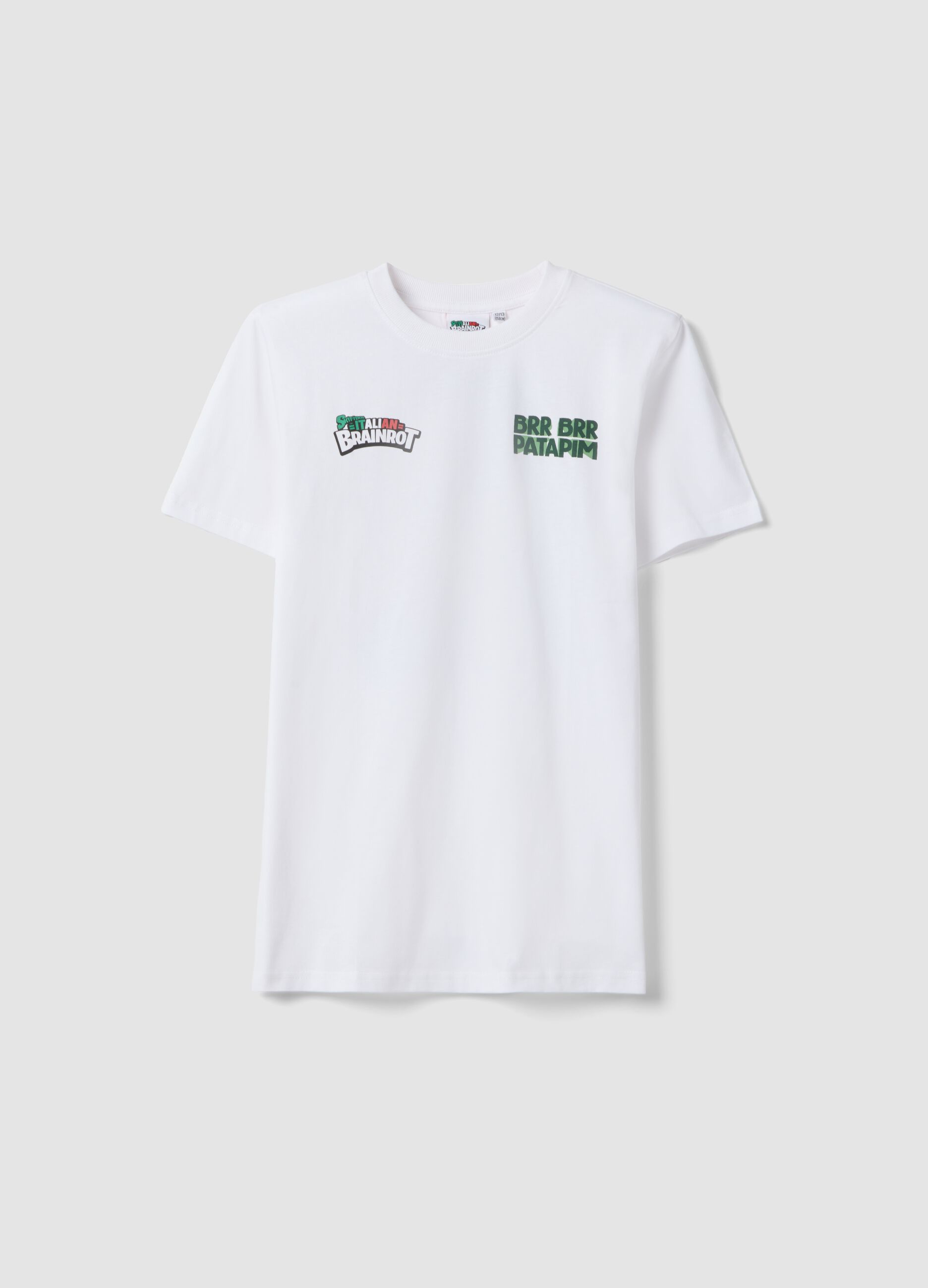 Boys' white pure cotton t-shirt regular fit with prints