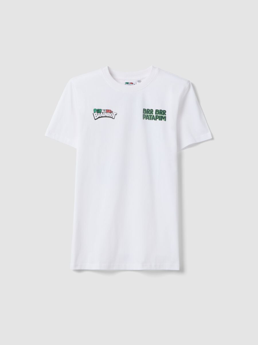 Jungen T-Shirt aus reinem Baumwolle, wei&szlig;, regular fit mit Druck_3